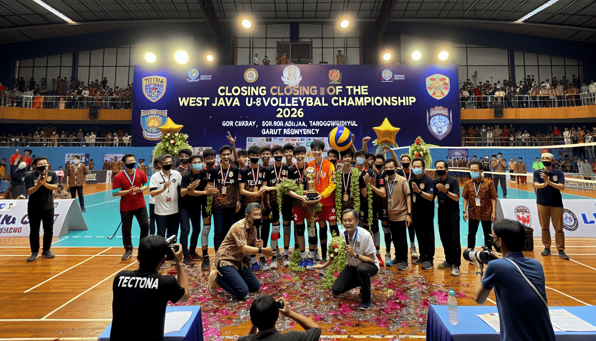 alt_text: Tim Tectona dominan, meraih gelar juara dalam Kejurda Voli U-18 Jabar.