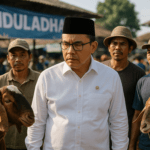 alt_text: Bupati Garut menginspeksi penyembelihan kurban sehat di Pasar Bayongbong.