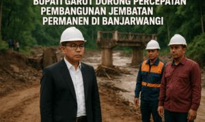 alt_text: Bupati Garut memantau proyek percepatan pembangunan Jembatan Banjarwangi.