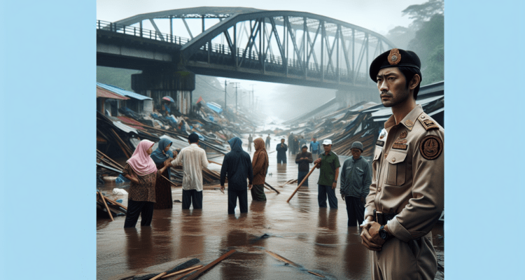 alt_text: Bupati Garut meninjau Lonceng Darurat di Jembatan Banjarwangi yang baru diresmikan.