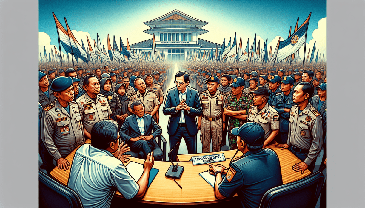 alt_text: Bupati Garut bersama buruh merayakan May Day dengan membuka dialog pada jalan baru.