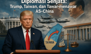 alt_text: Diplomasi senjata Trump mempengaruhi hubungan Taiwan, China, dan Ga dengan ketegangan meningkat.