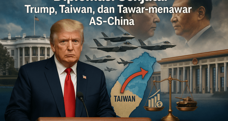 alt_text: Diplomasi senjata Trump mempengaruhi hubungan Taiwan, China, dan Ga dengan ketegangan meningkat.