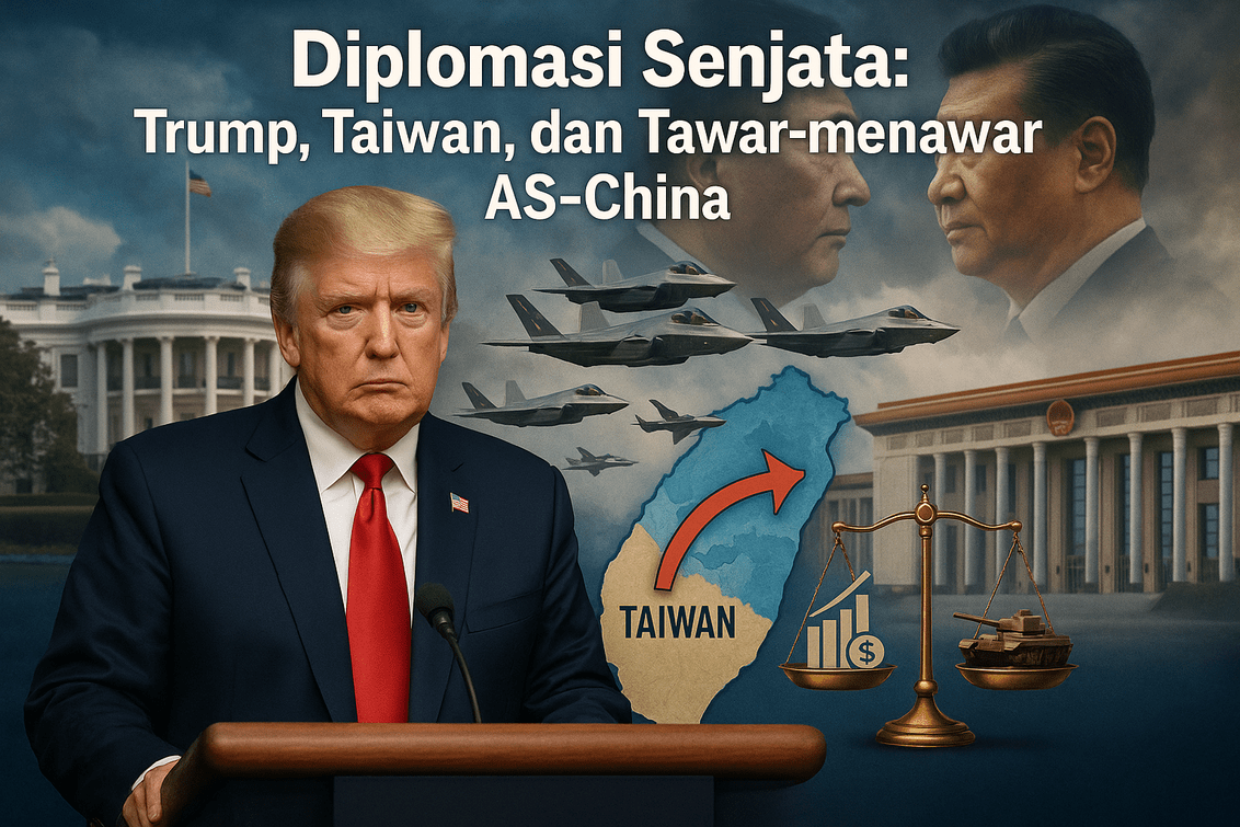 alt_text: Diplomasi senjata Trump mempengaruhi hubungan Taiwan, China, dan Ga dengan ketegangan meningkat.
