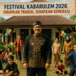 alt_text: Peserta Kabarulem 2026 bergembira dengan tarian tradisi, merayakan kesehatan dan kebahagiaan.