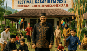 alt_text: Peserta Kabarulem 2026 bergembira dengan tarian tradisi, merayakan kesehatan dan kebahagiaan.