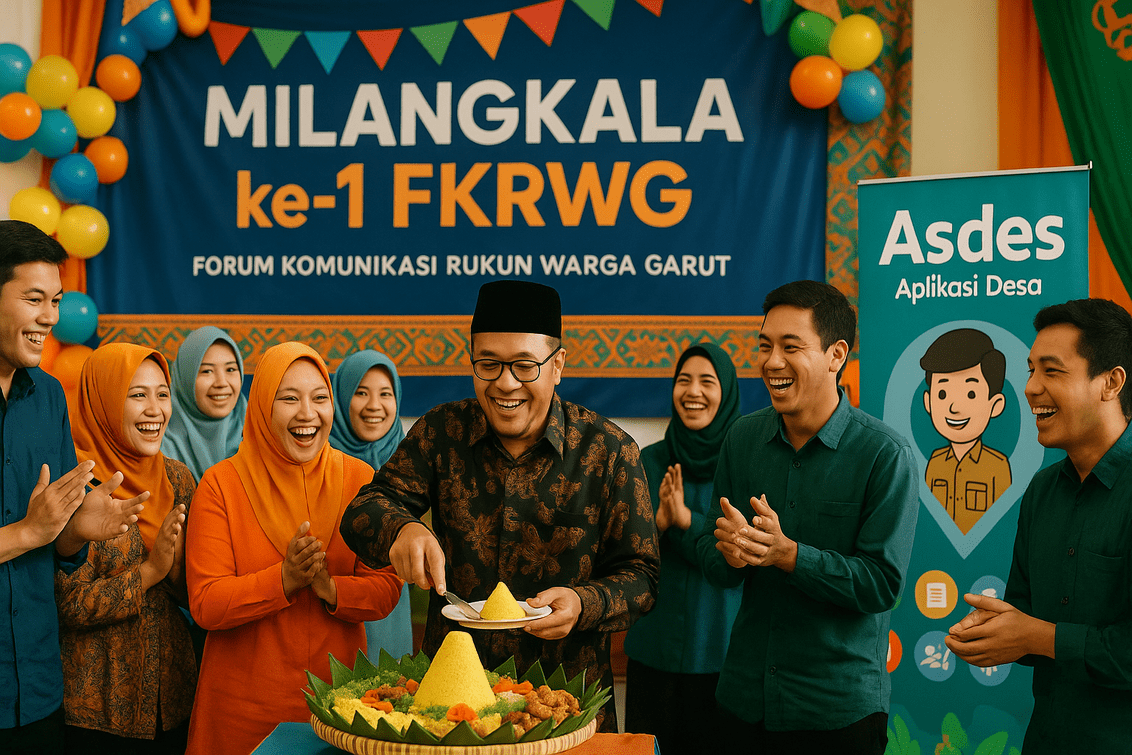 alt_text: Logo FKRWG Garut dan Asdes mewakili inisiatif baru untuk meningkatkan layanan desa.