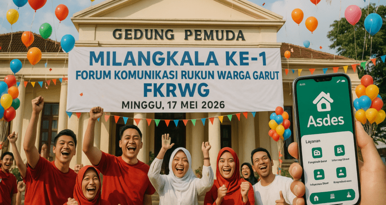 alt_text: Poster acara FKRWG di Garut tentang peningkatan pelayanan desa melalui lompatan digital.