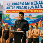 "alt_text": "Lomba renang pelajar Jabar 2026 di Garut, sorotan pada upaya atlet meraih emas."