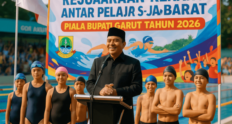 "alt_text": "Lomba renang pelajar Jabar 2026 di Garut, sorotan pada upaya atlet meraih emas."