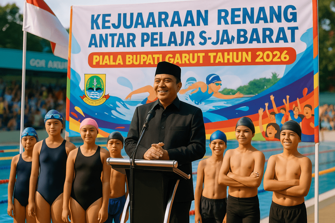 "alt_text": "Lomba renang pelajar Jabar 2026 di Garut, sorotan pada upaya atlet meraih emas."