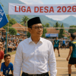 alt_text: Pemuda desa bersemangat bertanding voli di Liga Desa 2026 Garut, mengobarkan semangat persatuan.