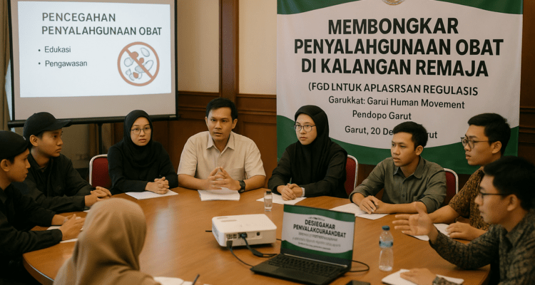 alt_text: Remaja berkumpul, diskusi serius tentang bahaya penyalahgunaan obat keras dan solusi pencegahannya.