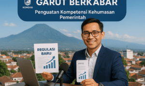 alt_text: "Banner bertuliskan 'Menyongsong Era Baru Profesionalisme Pranata Humas'"
