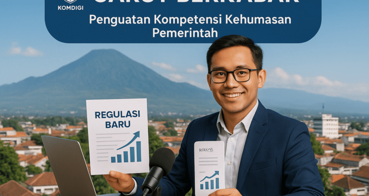 alt_text: "Banner bertuliskan 'Menyongsong Era Baru Profesionalisme Pranata Humas'"