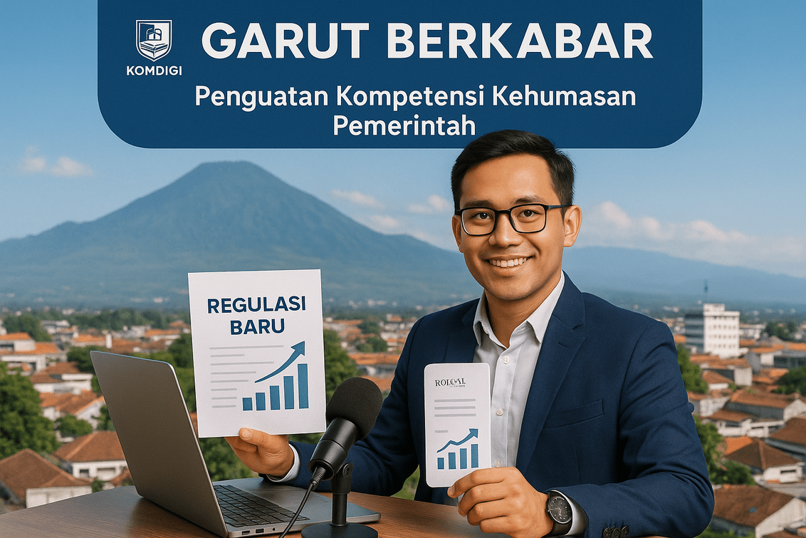 alt_text: "Banner bertuliskan 'Menyongsong Era Baru Profesionalisme Pranata Humas'"