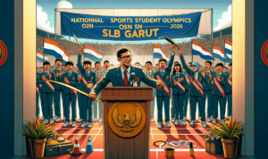 alt_text: Panggung O2SN SLB Garut 2026, atlet disabilitas berprestasi dengan medali emas.