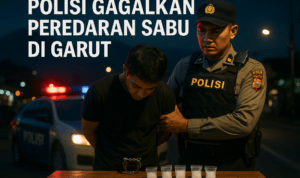 alt_text: Polisi mengungkap jaringan peredaran sabu di Garut, barang bukti dan tersangka diamankan.