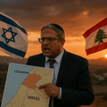 alt_text: Peta menunjukkan rencana permukiman Israel di Lebanon, menyoroti potensi ancaman baru.