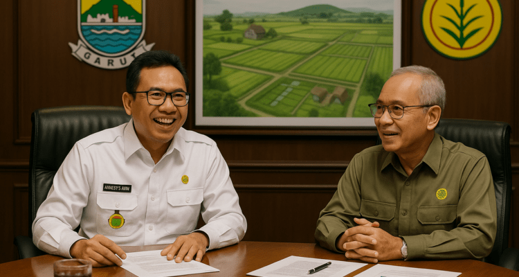 alt_text: Bupati Garut dan Kementan bahas percepatan modernisasi pertanian sawah di Priangan.