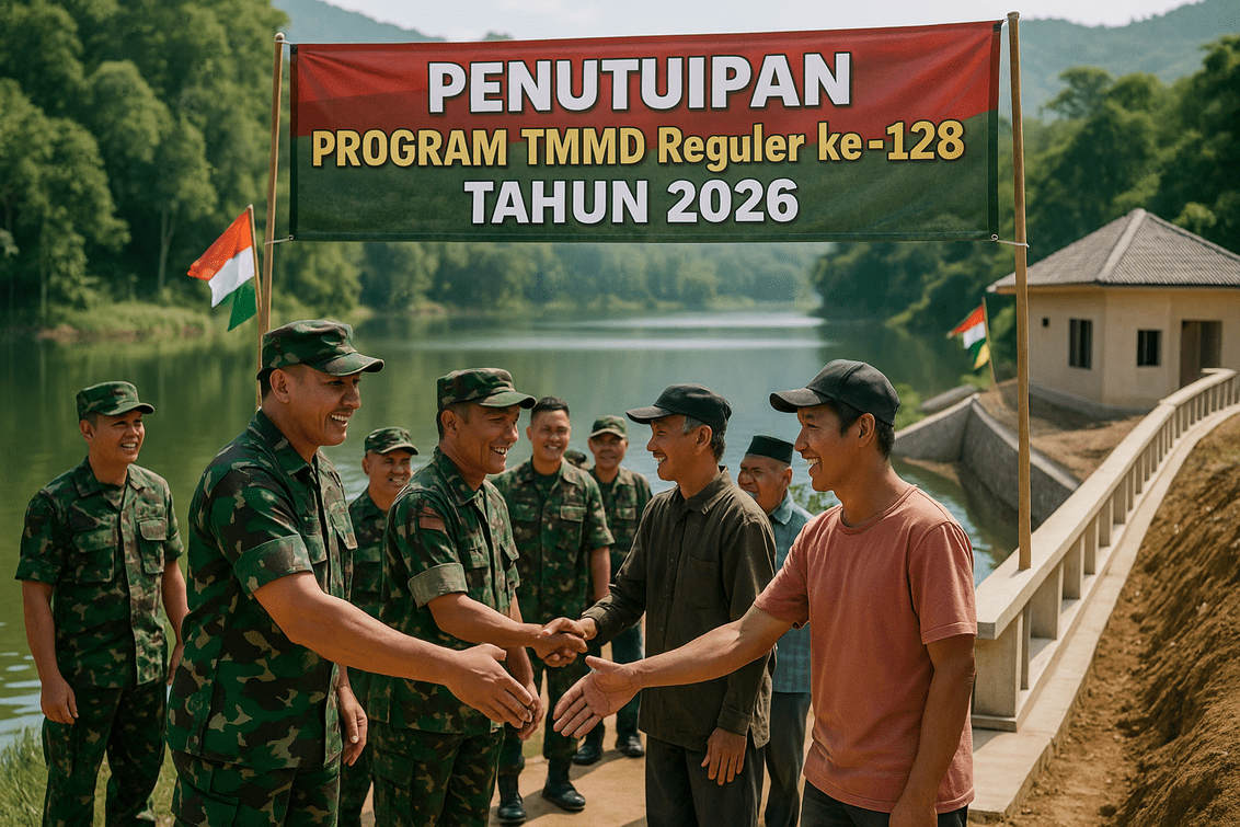 alt_text: TMMD Reguler ke-128 berfokus pada pembangunan infrastruktur di Desa Mekarmulya.
