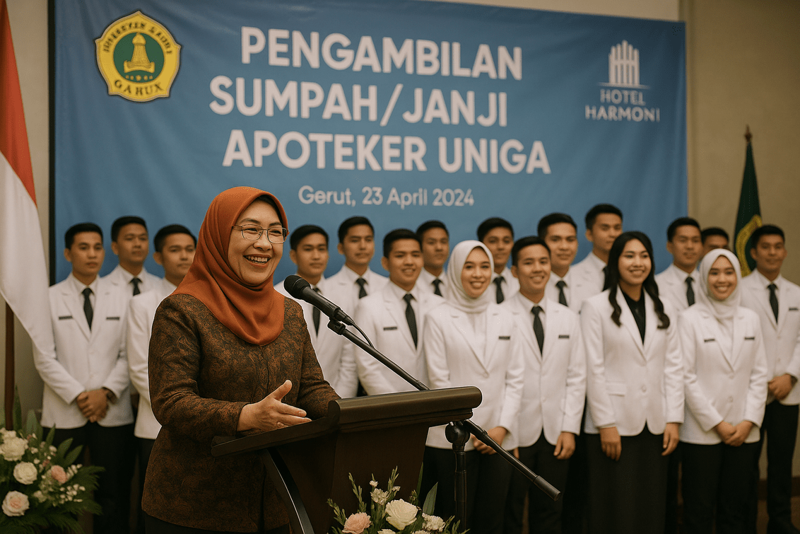 alt_text: Uniga melantik 41 apoteker baru, membawa harapan baru bagi masyarakat Garut.