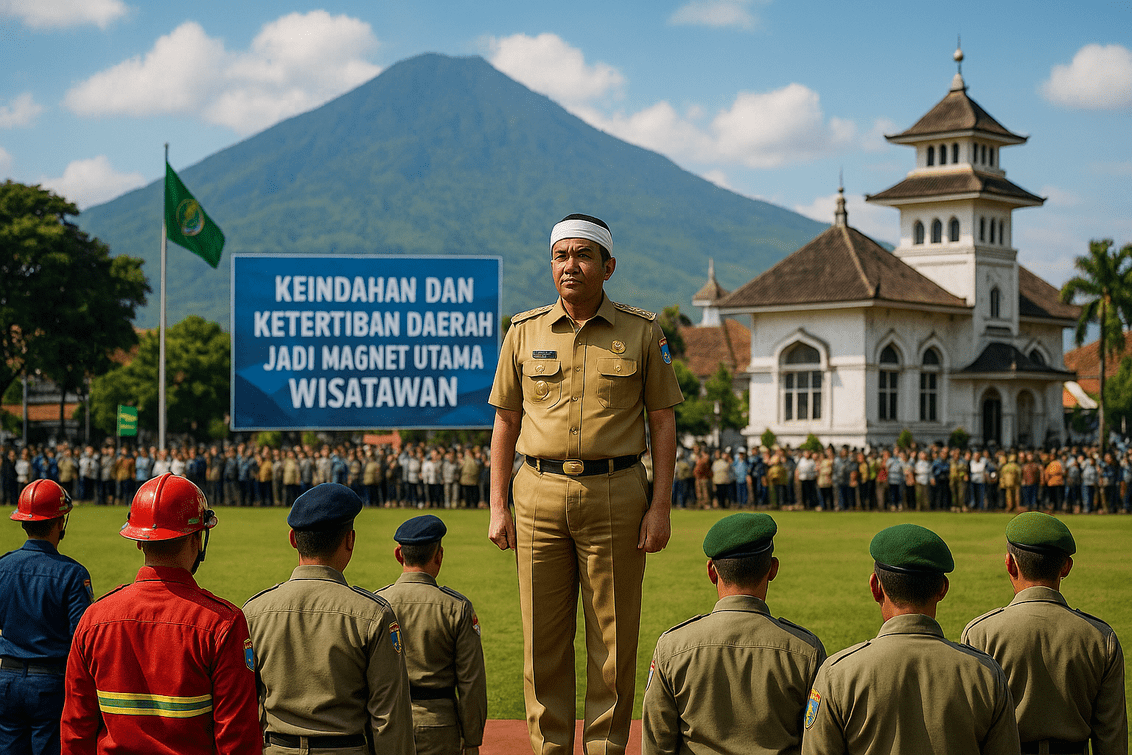 alt_text: Dedi Mulyadi mempresentasikan ide wisata yang tertib dan indah kepada masyarakat.