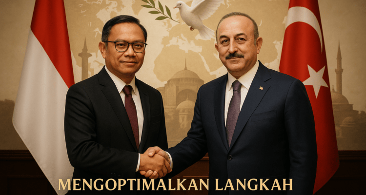 alt_text: Pertemuan diplomatik Indonesia dan Turki membahas gencatan senjata demi perdamaian Palestina.