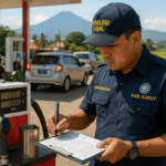 alt_text: Petugas Disperindag ESDM Garut memeriksa akurasi takaran BBM di stasiun pengisian.