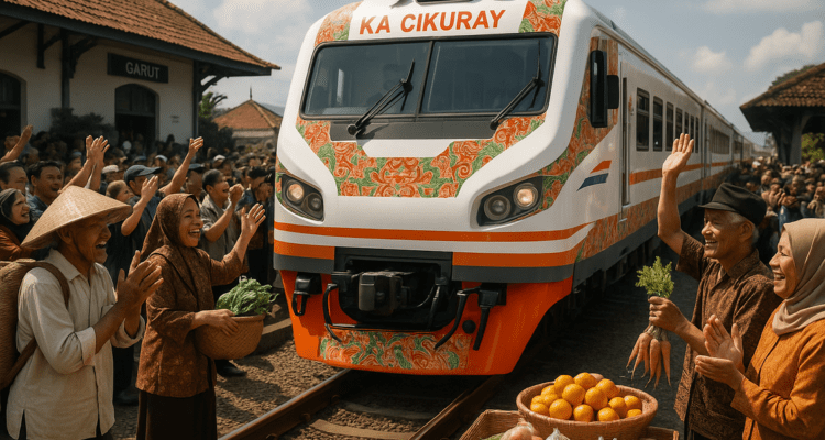 alt_text: KA Cikuray, kereta baru memudahkan petani Garut mengangkut hasil panen ke kota.