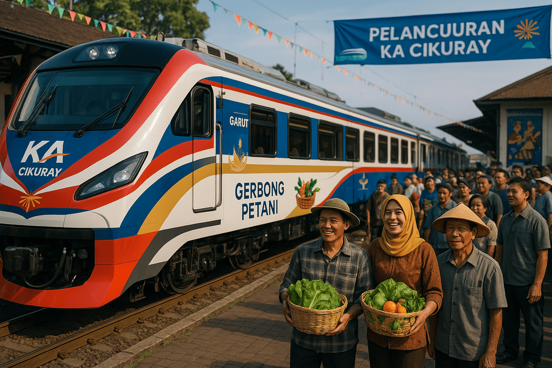 alt_text: KA Cikuray, jalur baru bagi petani Garut untuk mendistribusikan hasil tani mereka.
