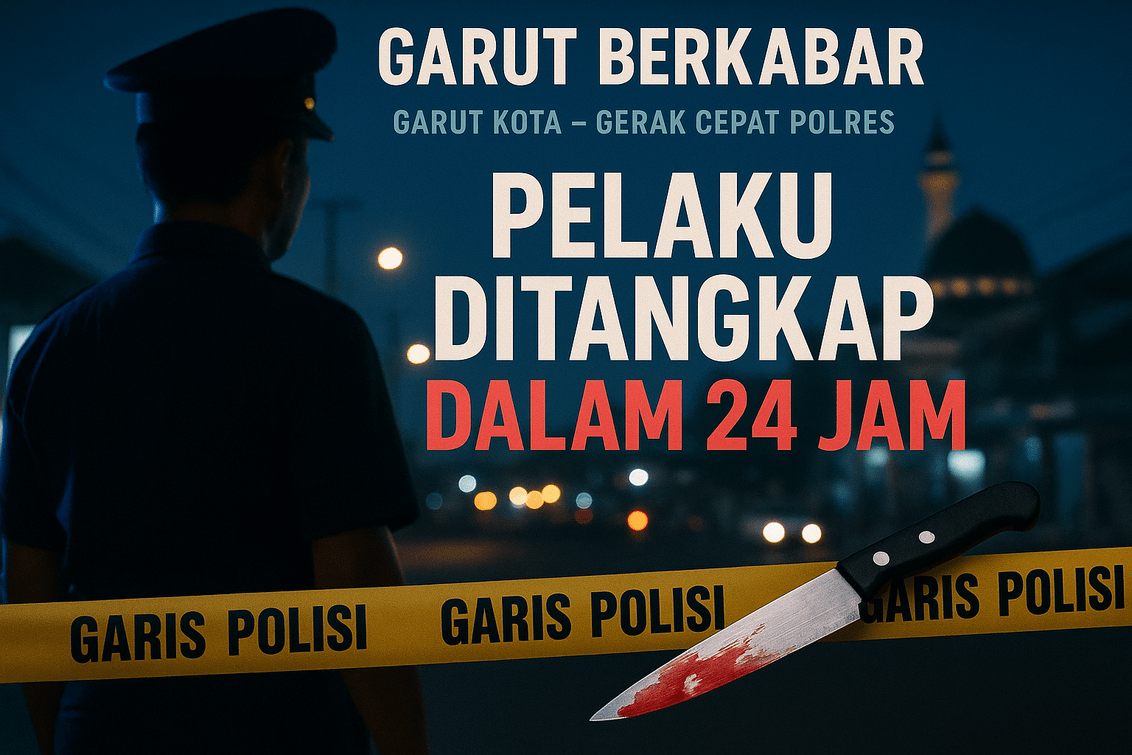 alt_text: Penusukan di Garut, pelaku berhasil ditangkap dalam waktu 24 jam oleh pihak kepolisian.