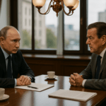 alt_text: Schroeder dan Putin berdiskusi di ruang bergaya rumah minimalis.