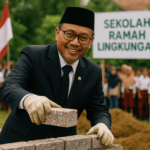 alt_text: Sekolah di Garut dengan bangunan dari bata plastik, ramah lingkungan dan inovatif.