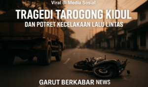 "alt_text": "Kecelakaan Lalu Lintas di Tarogong Kidul dengan kendaraan rusak dan kerumunan di lokasi kejadian."