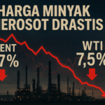 Harga minyak dunia jatuh, indikasi perubahan besar ekonomi global.