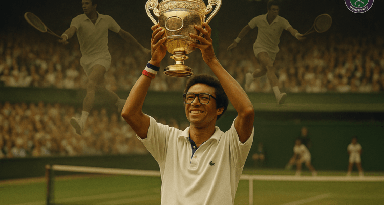 alt_text: Arthur Ashe memenangkan Wimbledon, menggambarkan "Revolusi Sunyi" dalam tenis.