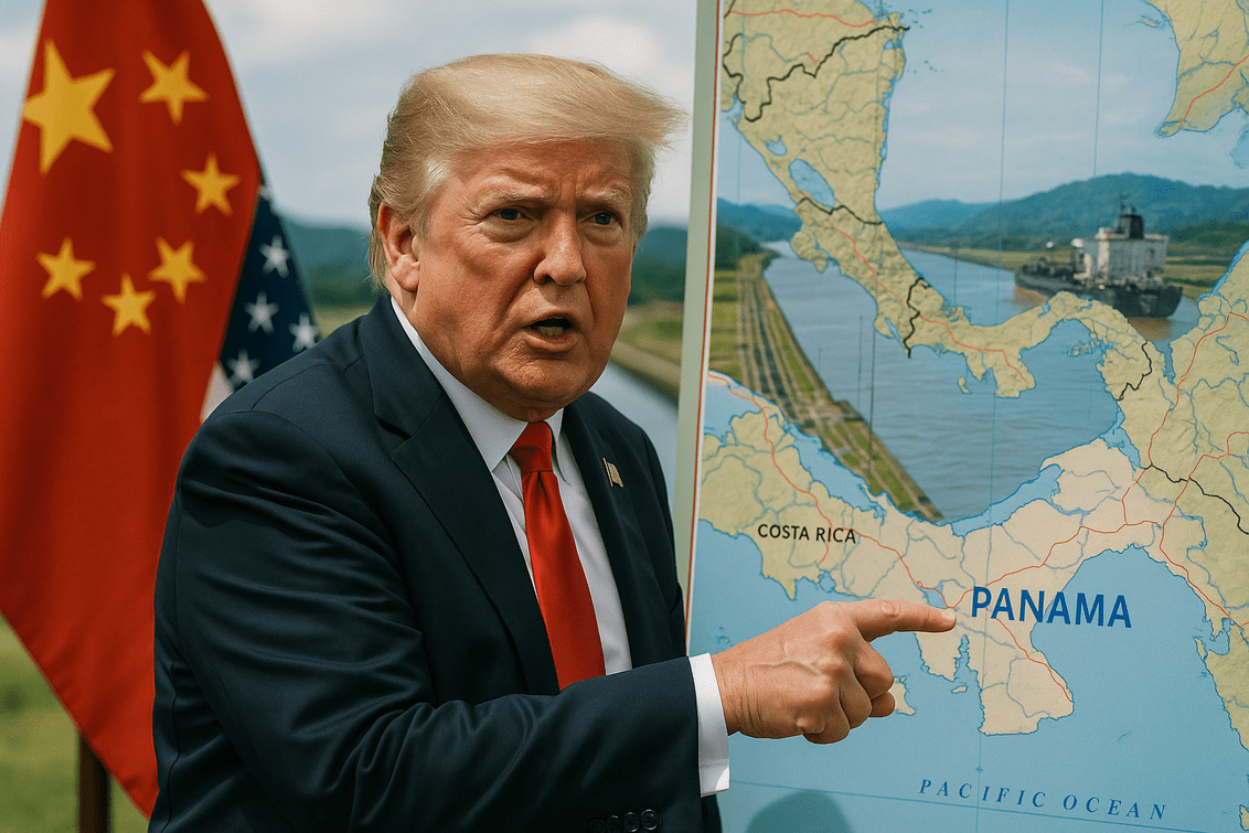 alt_text: Kapal-kapal mengantri di Terusan Panama, simbol tarik ulur kuasa ekonomi dan geopolitik global.