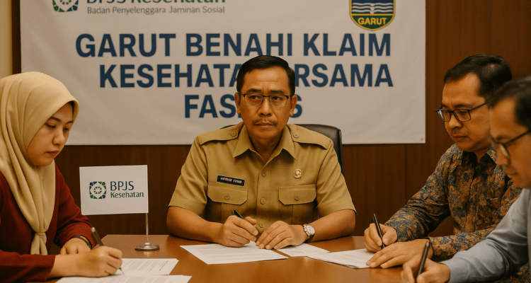 alt_text: Diskusi Garut untuk peningkatan klaim kesehatan dengan fasilitas kesehatan setempat.