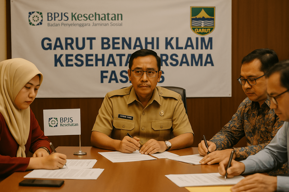 alt_text: Diskusi Garut untuk peningkatan klaim kesehatan dengan fasilitas kesehatan setempat.
