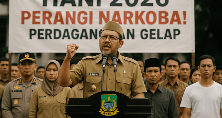 alt_text: Poster HANI 2026 Garut mengajak perang total melawan narkoba.