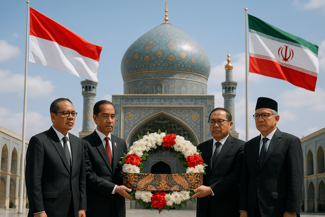 alt_text: Ziarah ke makam Ali Khamenei oleh pejabat Indonesia memperkuat hubungan strategis.