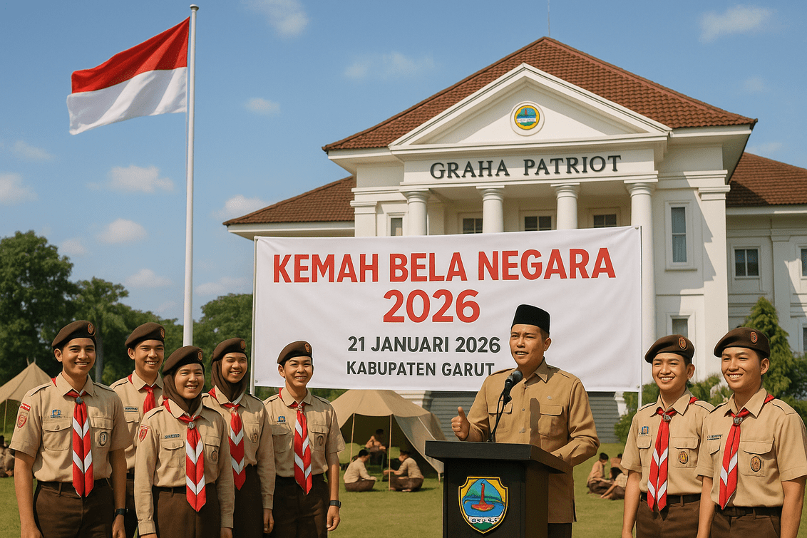 alt_text: Peserta bersemangat menyalakan api unggun di acara Kemah Bela Negara 2026, simbol cinta tanah air.