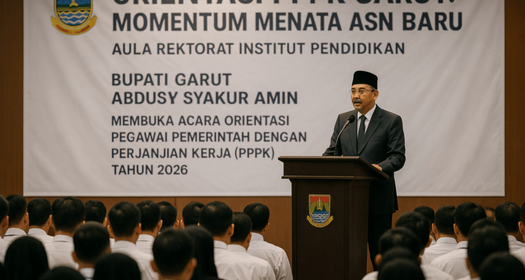 alt_text: Peserta orientasi PPPK Garut fokus memperhatikan pembicara di ruangan pelatihan ASN baru.