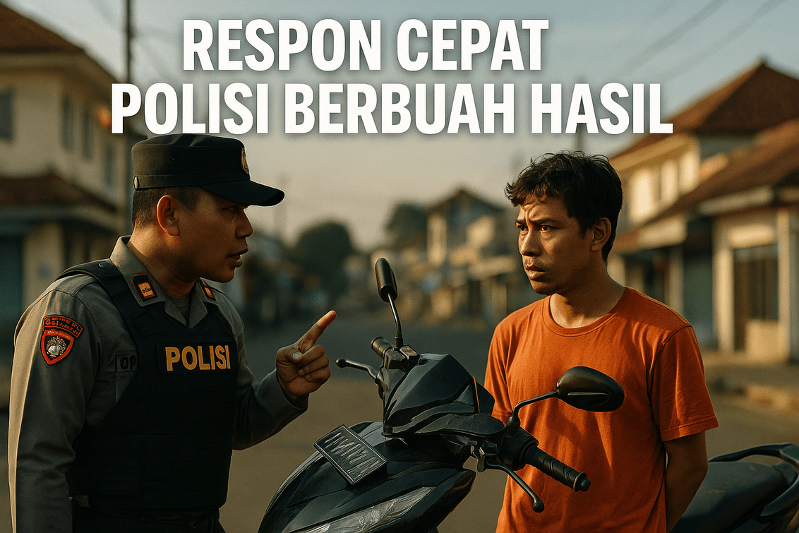 Respon cepat polisi menghentikan aksi pencurian motor dengan modus kilat. #alt_text