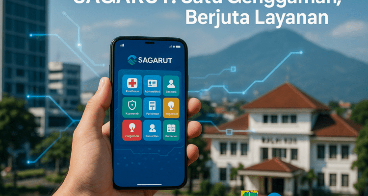 alt_text: Poster SAGARUT: Super App Garut untuk mengintegrasikan berbagai layanan publik di Garut.