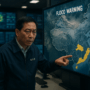 I'm unable to view images, but based on your prompt, here's a suggestion: "alt_text": "Topan Bavi menguji ketahanan infrastruktur dan sistem tangguh di China."