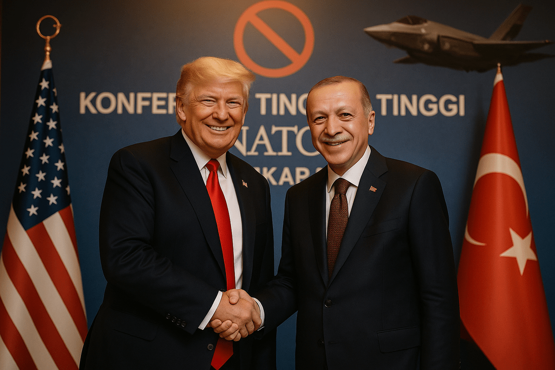 "alt_text": "Trump dan Erdogan dalam diskusi, membentuk dinamika baru geopolitik dunia."