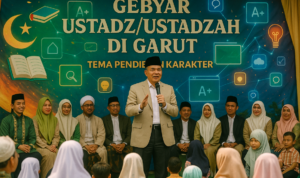 Gebyar Ustadz/Ustadzah di Garut dengan pertunjukan Lompatan Karakter meriah dan edukatif.