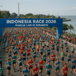 Lomba lari Indonesia Race 2026 di Surabaya, ajang puncak para pelari nasional dan internasional.